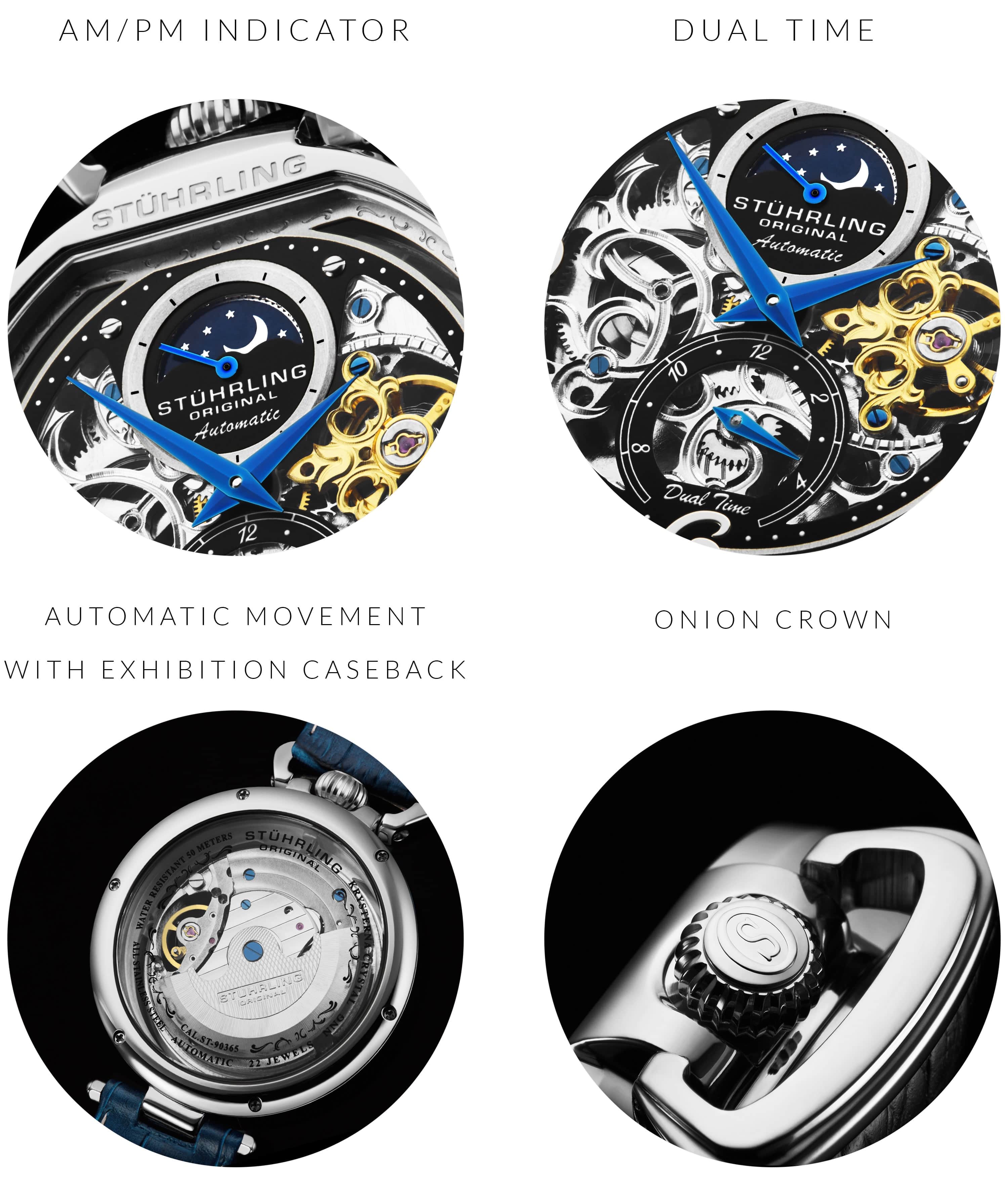 Modena 3954 Dual Time אוטומטי 46 מ"מ שלד