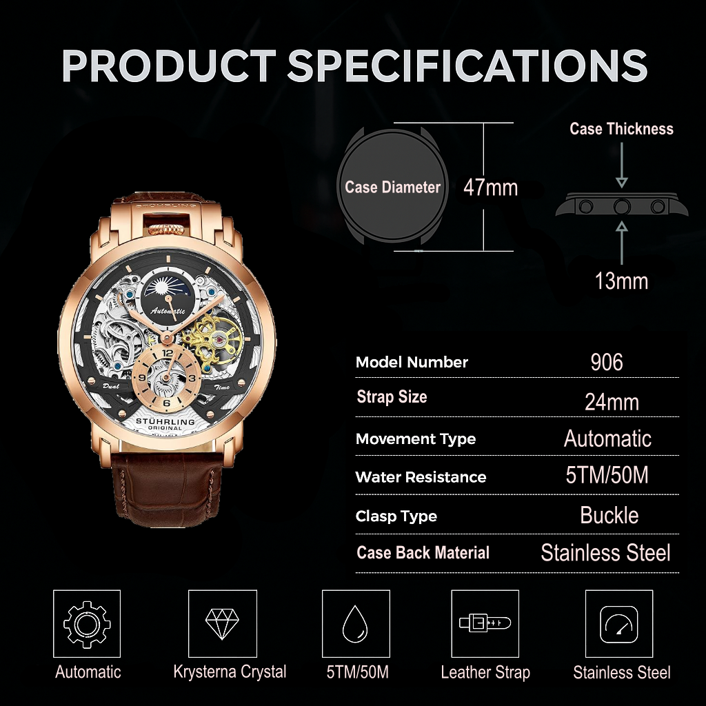 Stührling Menai 906 Automatic 47mm Skeleton