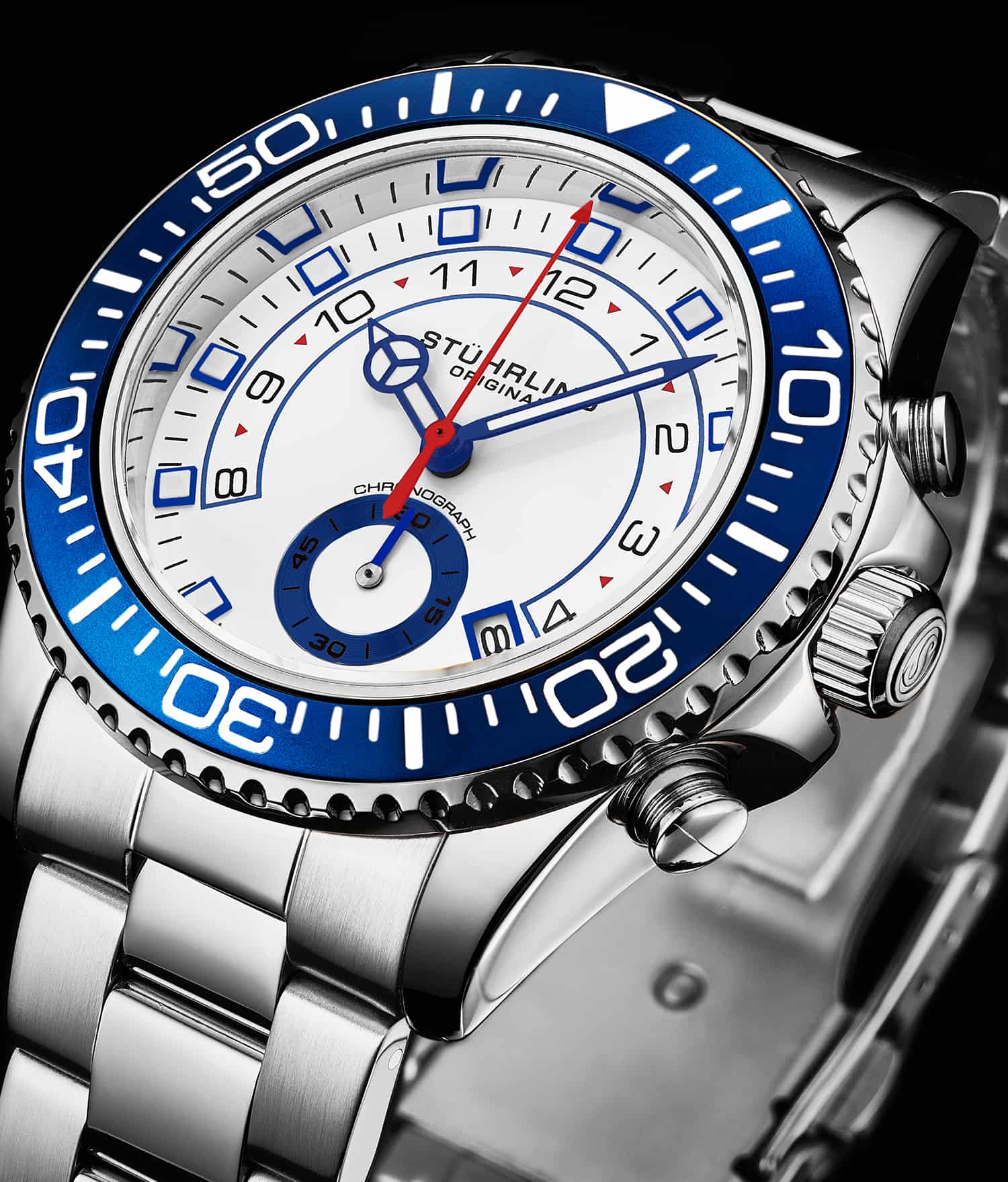 Brigadier Quartz Chronograph 42mm Diver With Stainless Steel Deployant Buckle