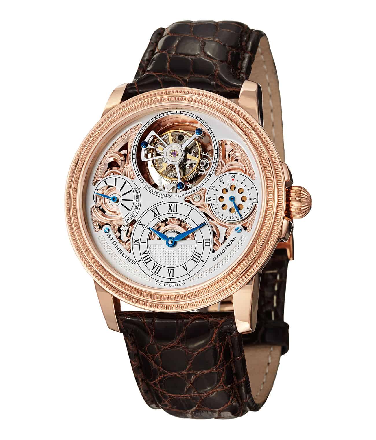Silver Dial / Rose Case / Brown Band