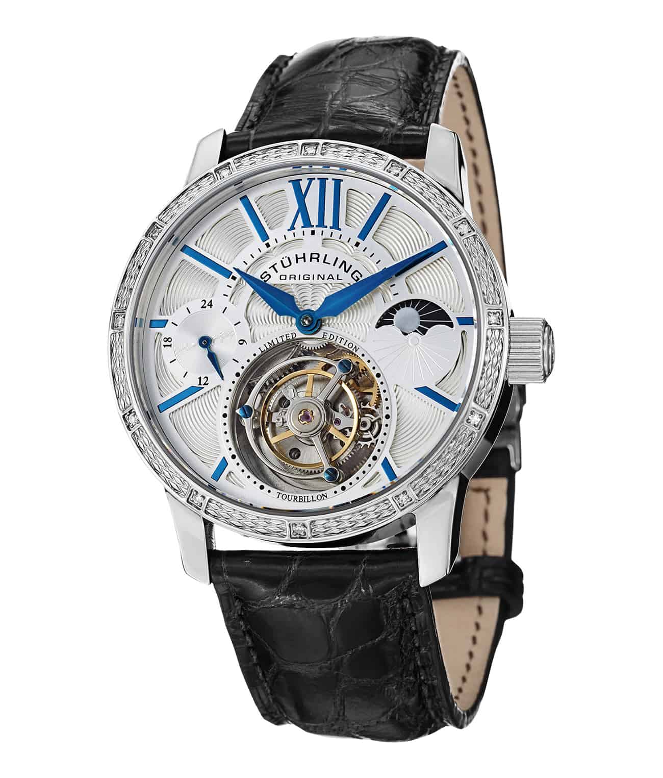 Silver Dial / Silver Case / Black Alligator Strap Deployant Buckle
