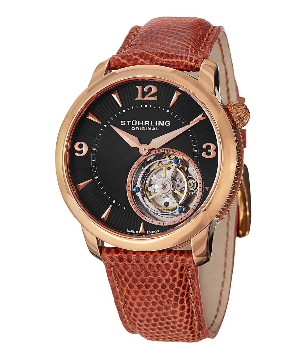 Black Dial / Rose Case / Light Brown Band