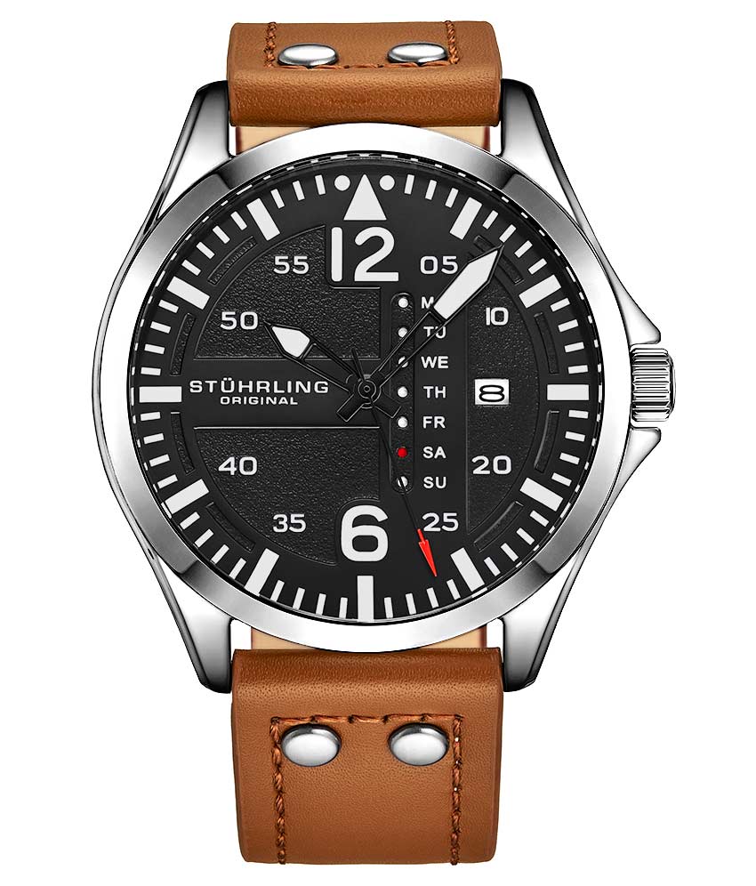 Black Dial / Silver Case / Tan Band