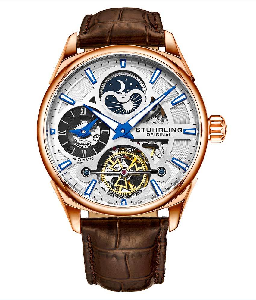 Silver Dial / Rose Case / Brown Band