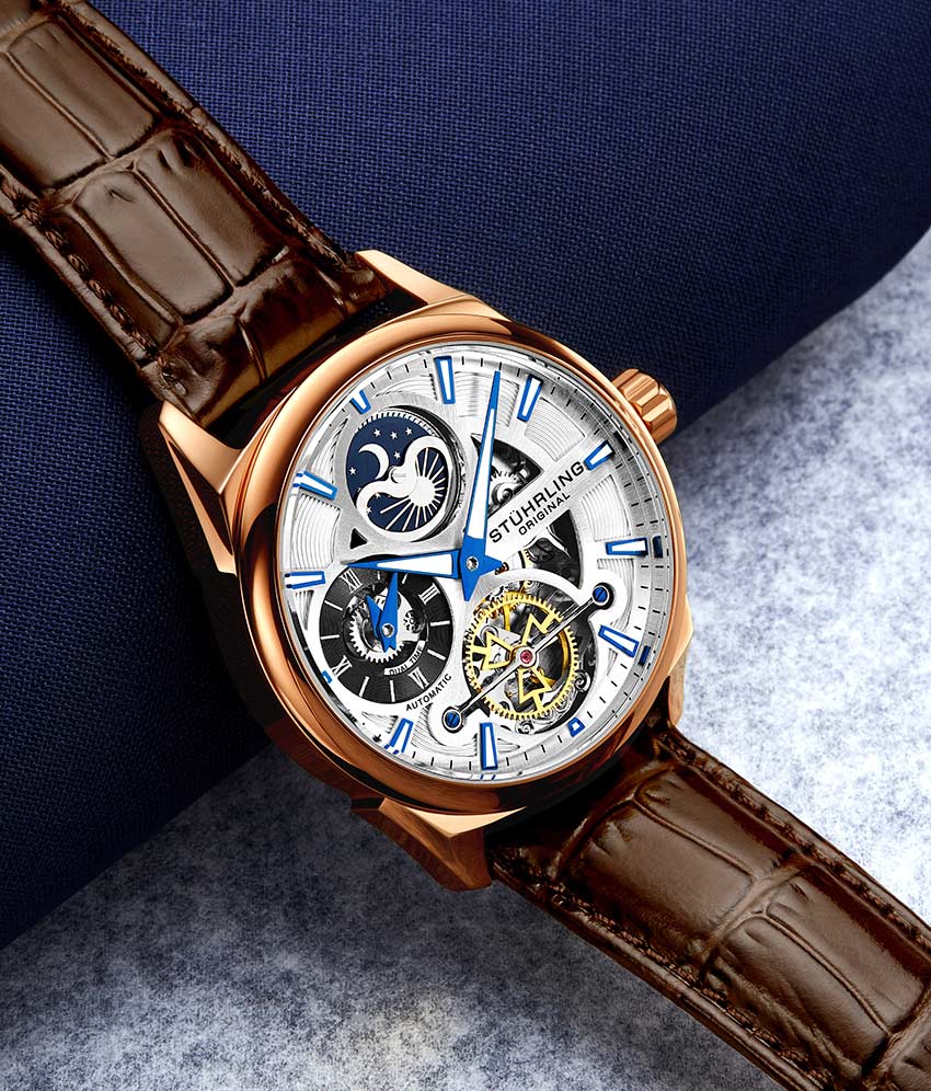 Silver Dial / Rose Case / Brown Band