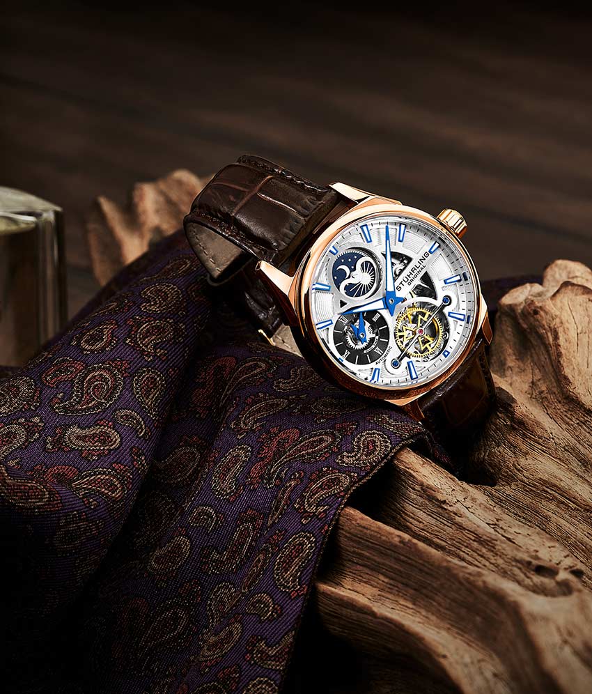 Silver Dial / Rose Case / Brown Band