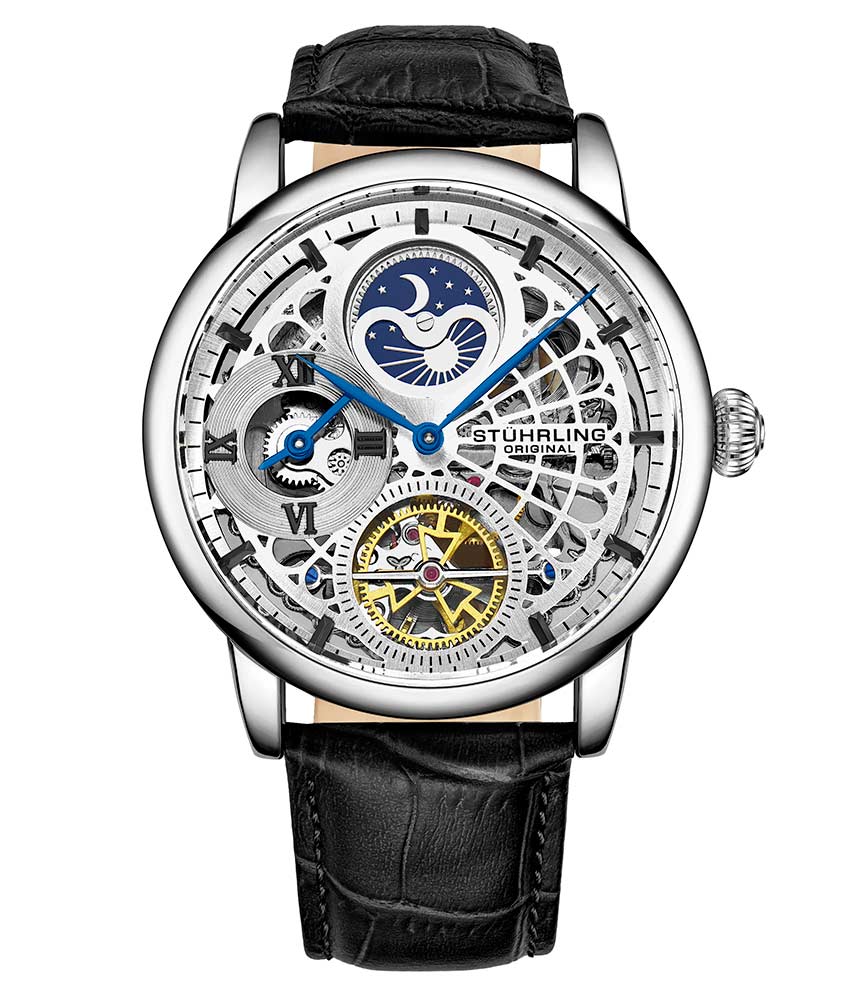 Silver Dial / Silver Case / Black Leather Strap Silver Tang Buckle