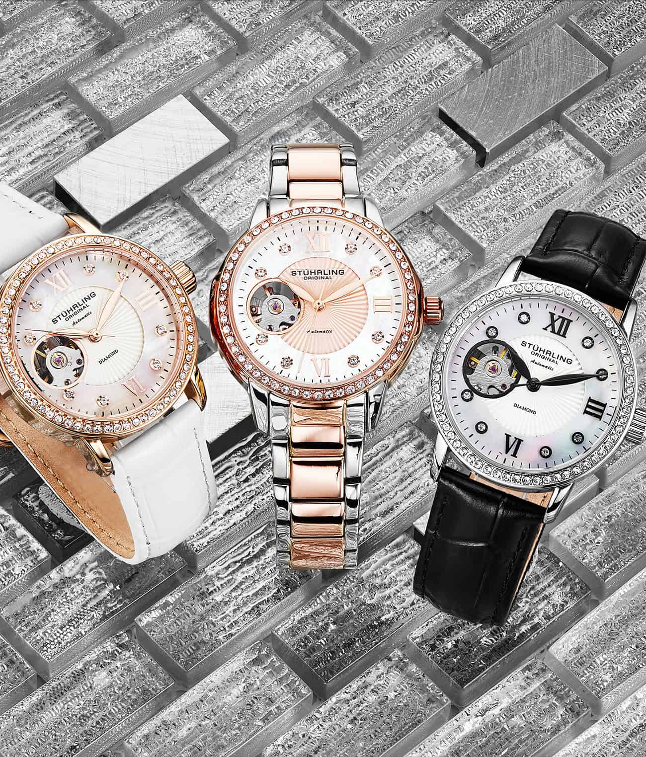 Silver Dial / Rose Case / White Band