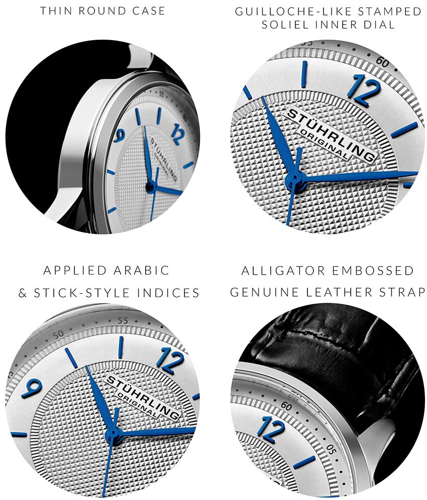 Silver Dial / Silver Case / Black Leather Strap Tang Buckle