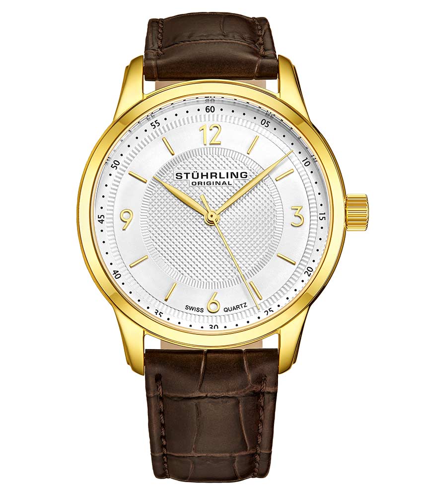 Silver Dial / Gold Case / Brown Leather Strap Tang Buckle