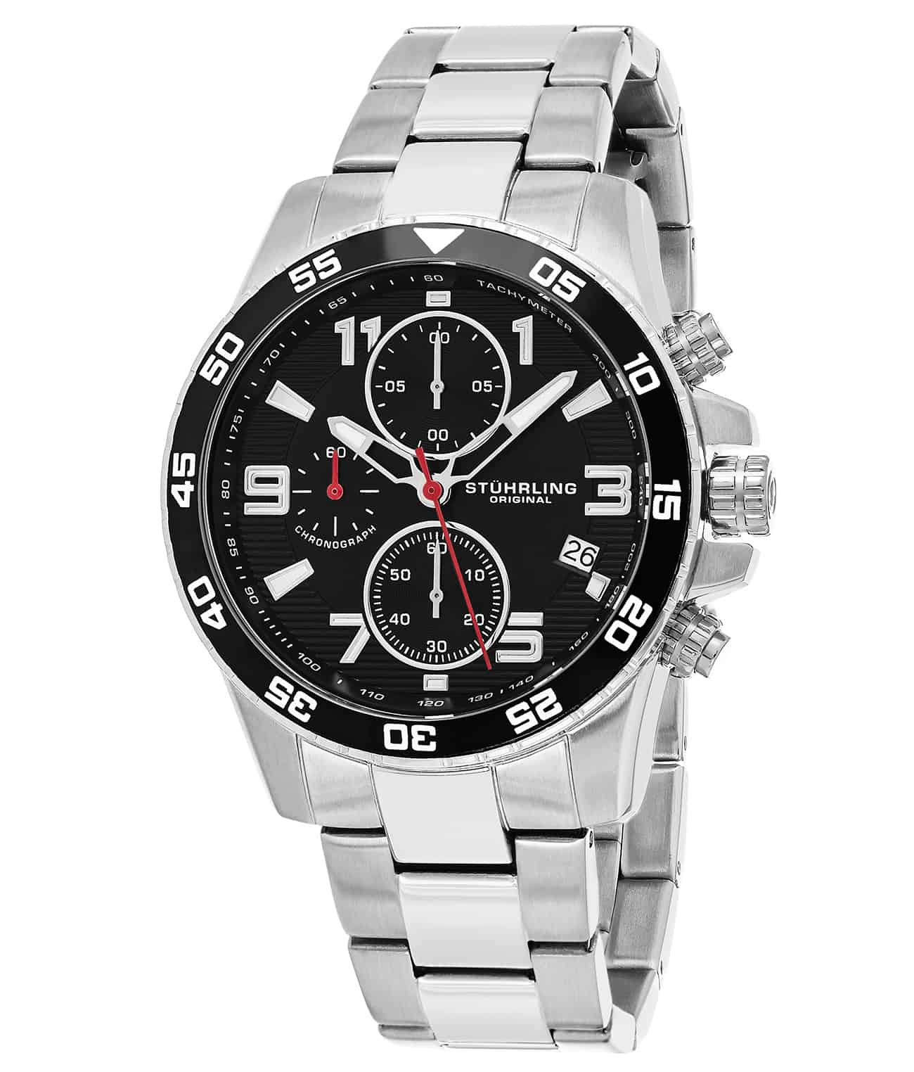 Black Dial / Silver Case / Silver Stainless Steel Bracelet Deployant Buckle