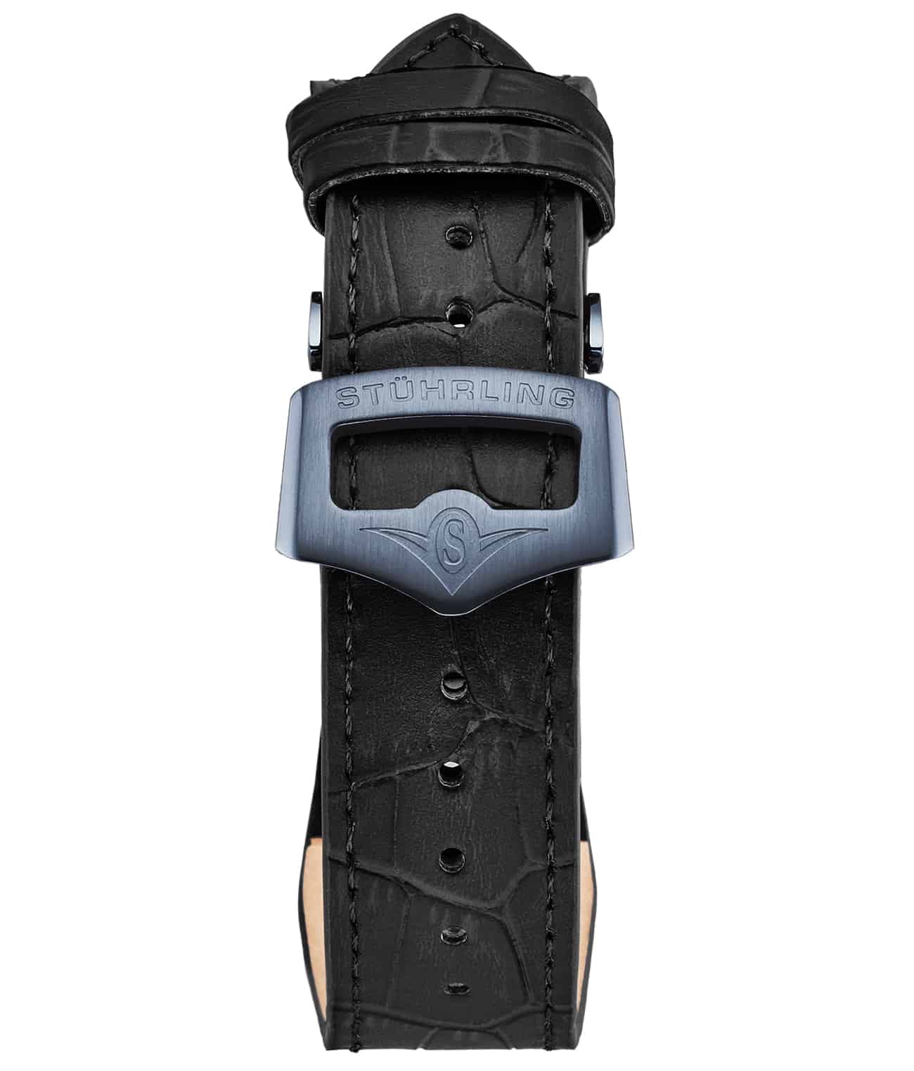 22mm Leather Strap with Stainless Steel Deployant Buckle