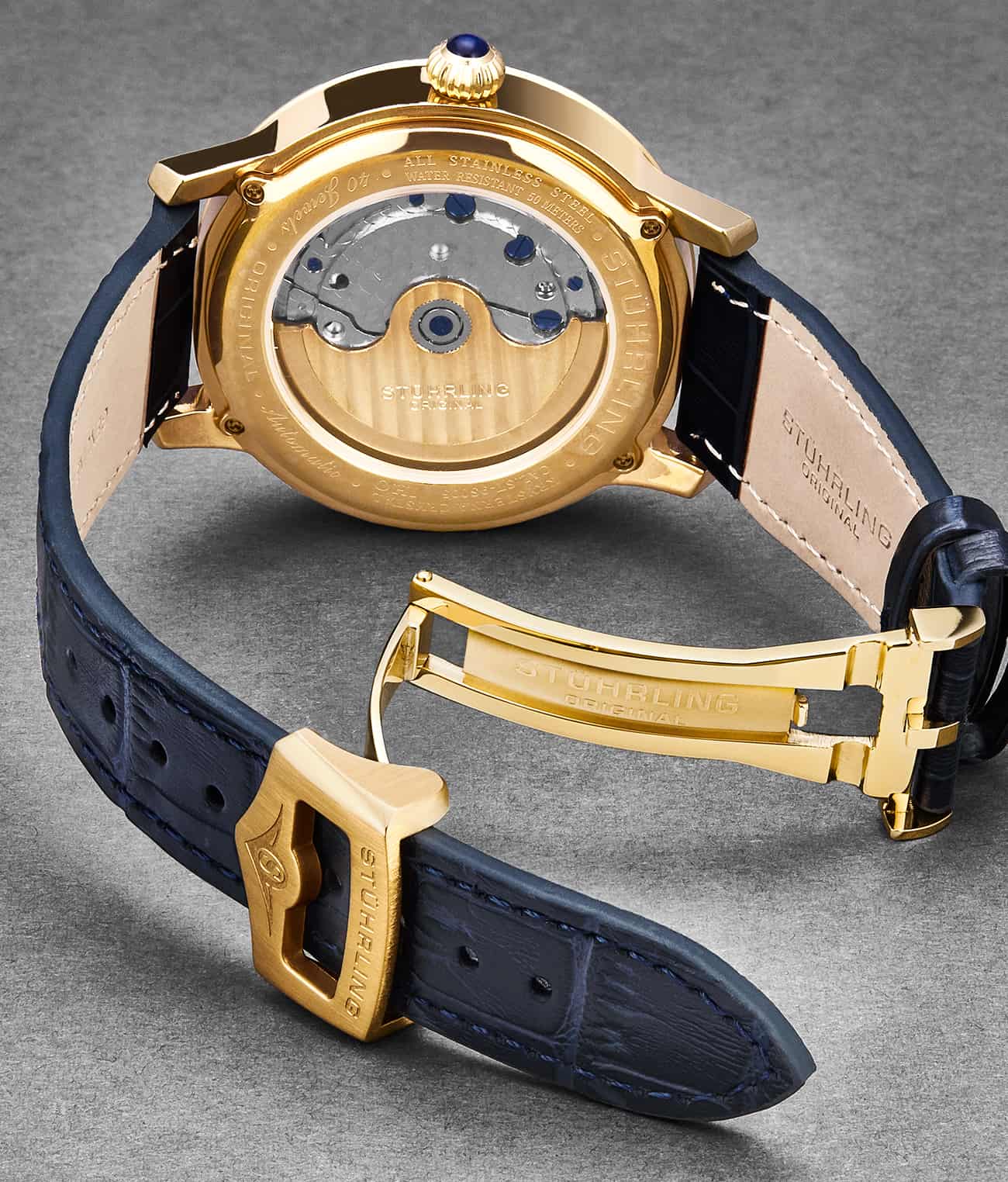 24mm Leather Strap with Stainless Steel Deployant Buckle