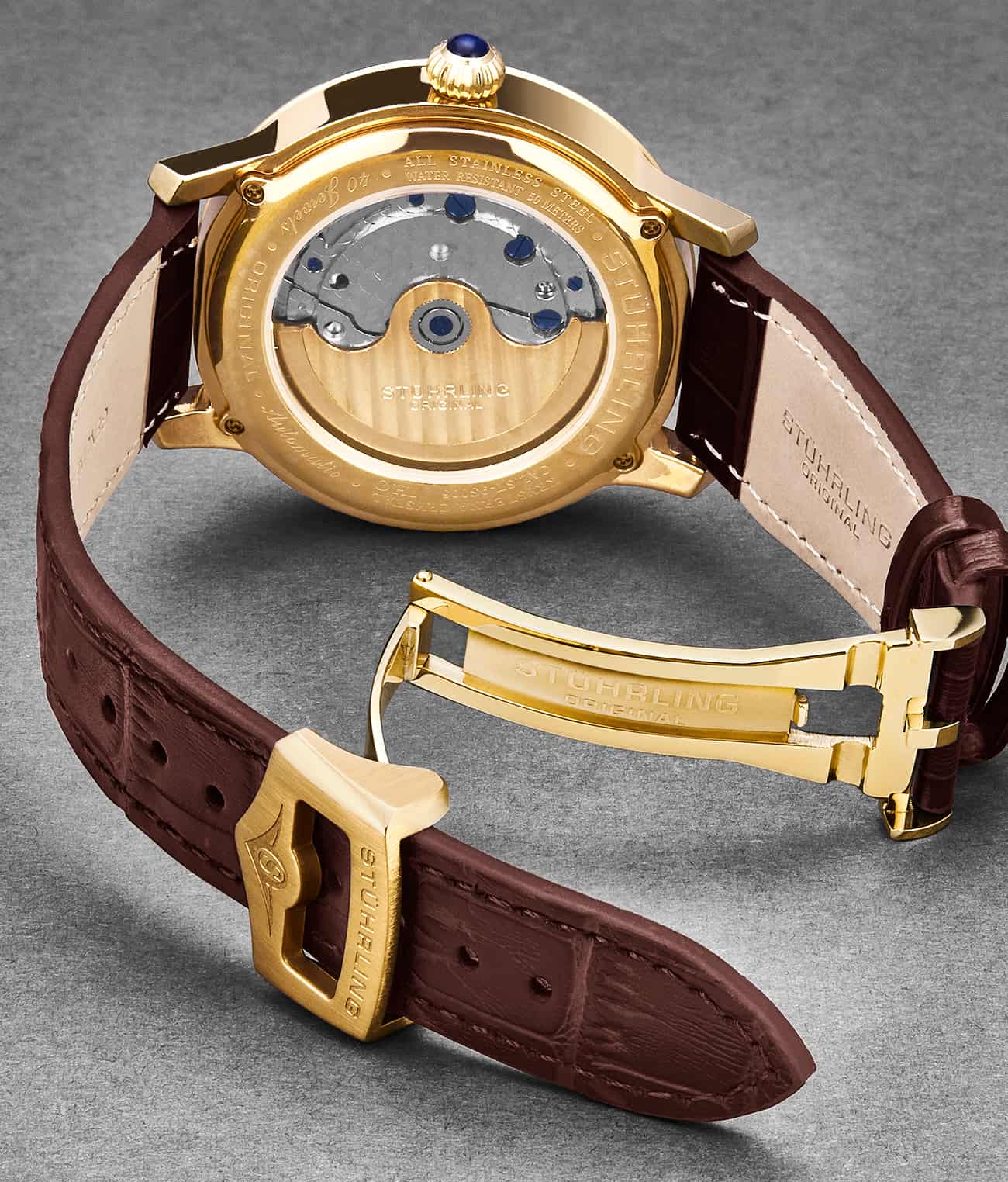 24mm Leather Strap with Stainless Steel Deployant Buckle