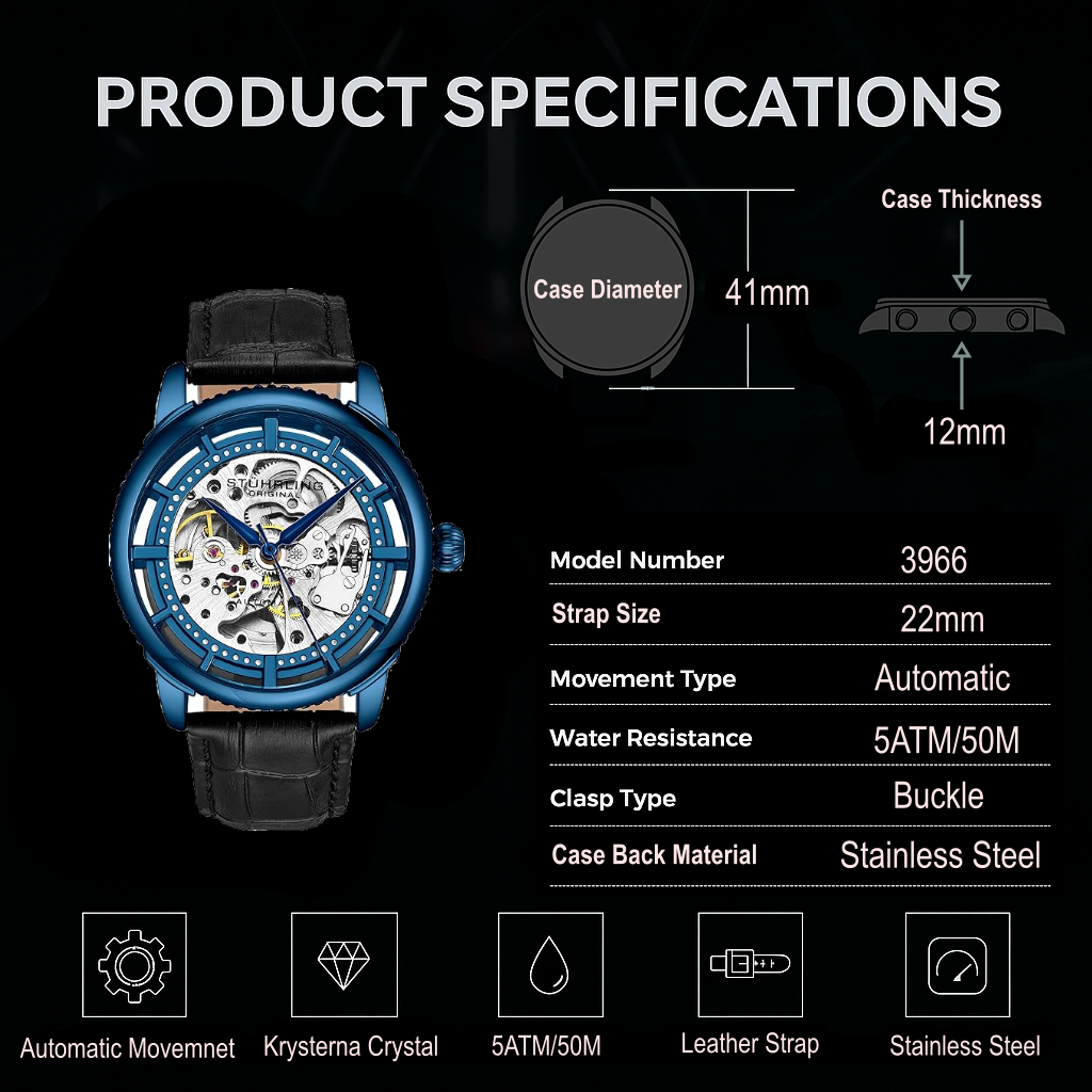Stührling Winchester 3933 Automatic 41mm Skeleton