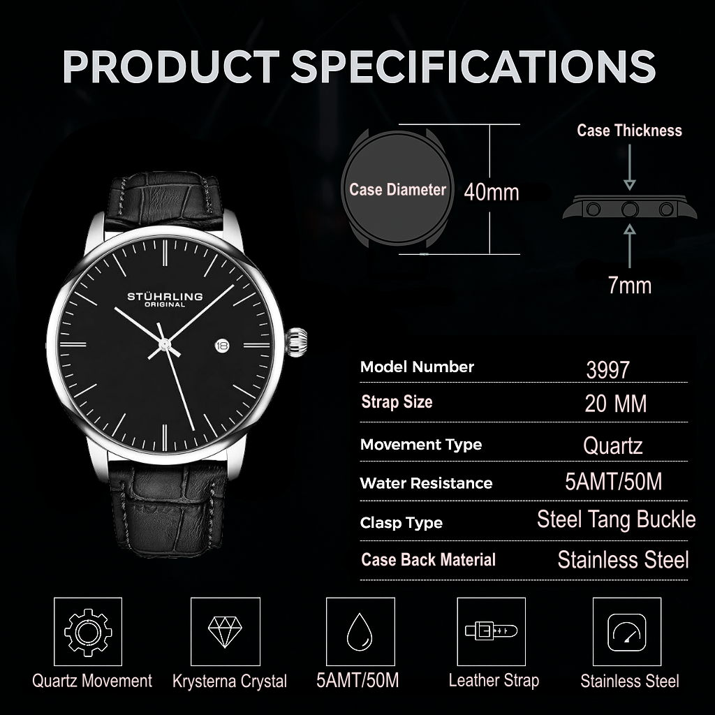 Stührling Rasa 3997 Quartz 40mm Classic
