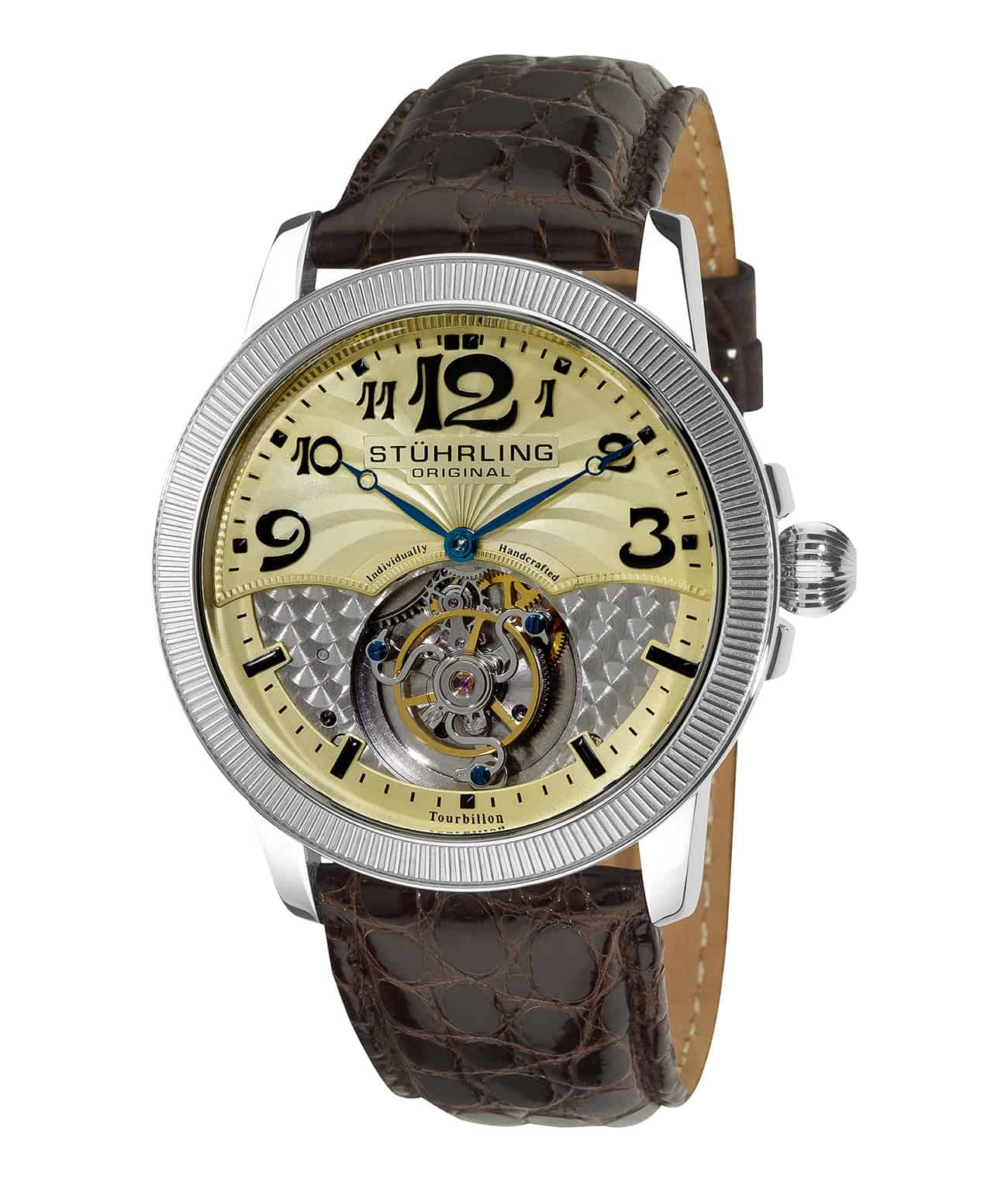 Champagne Dial / Silver Case / Brown Band