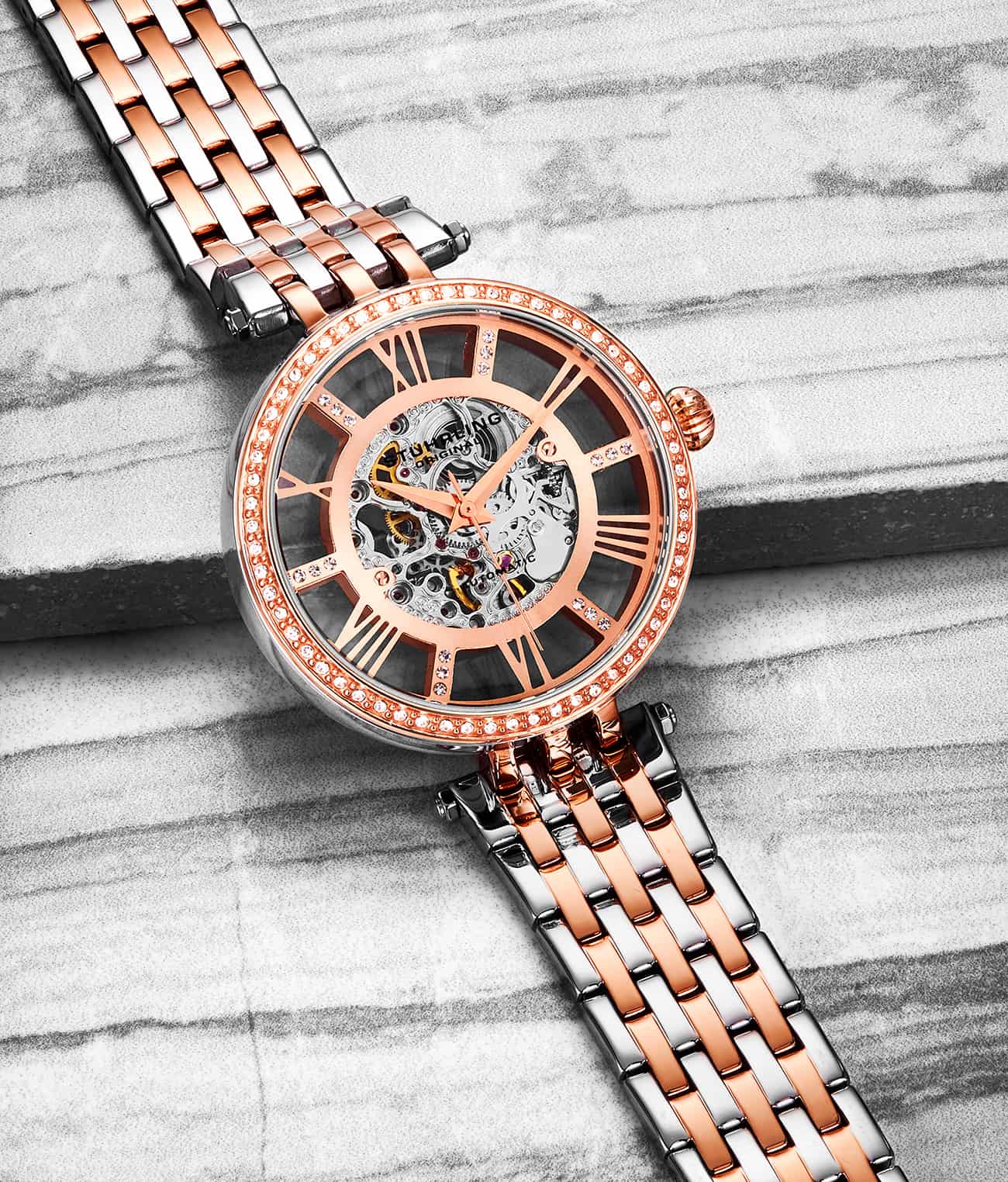 Rose Dial / Silver Case / Silver Band