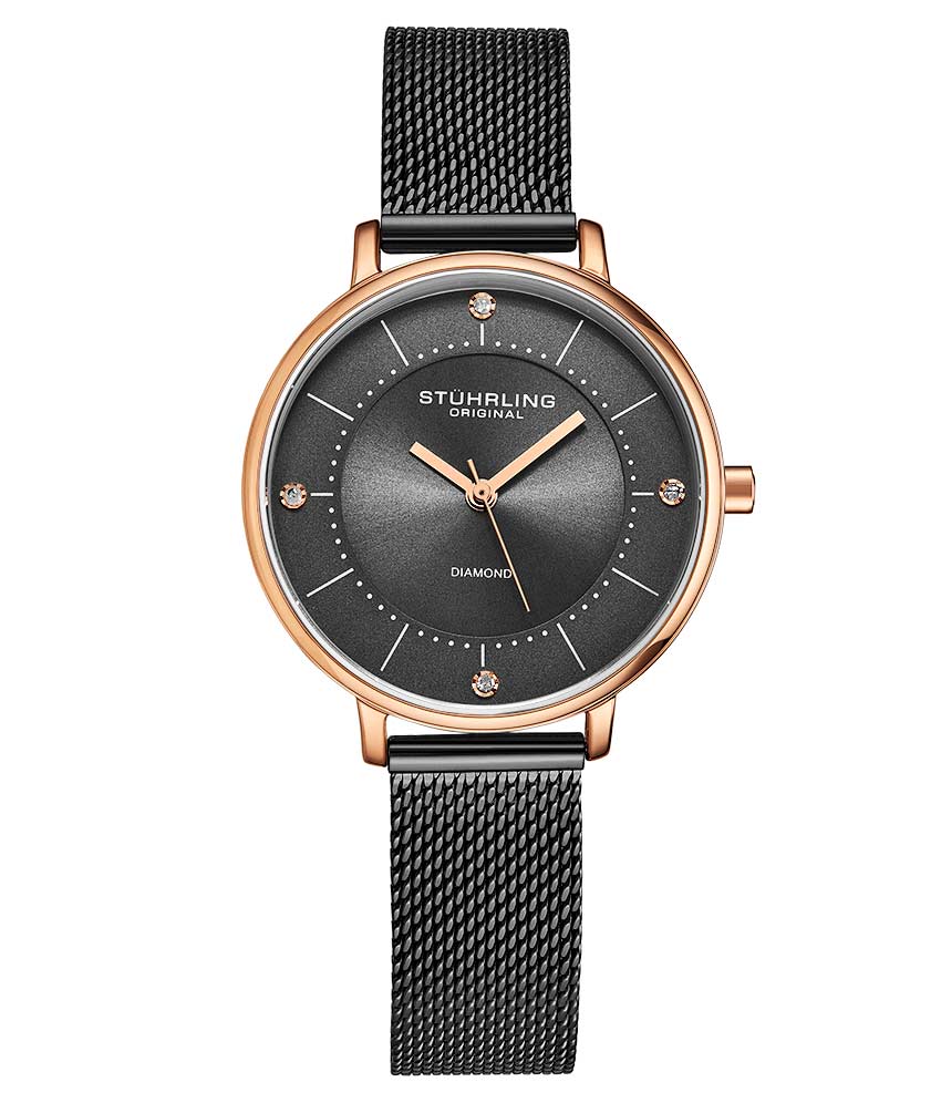 Gun Metal Grey Dial / Rose Case / Black Band