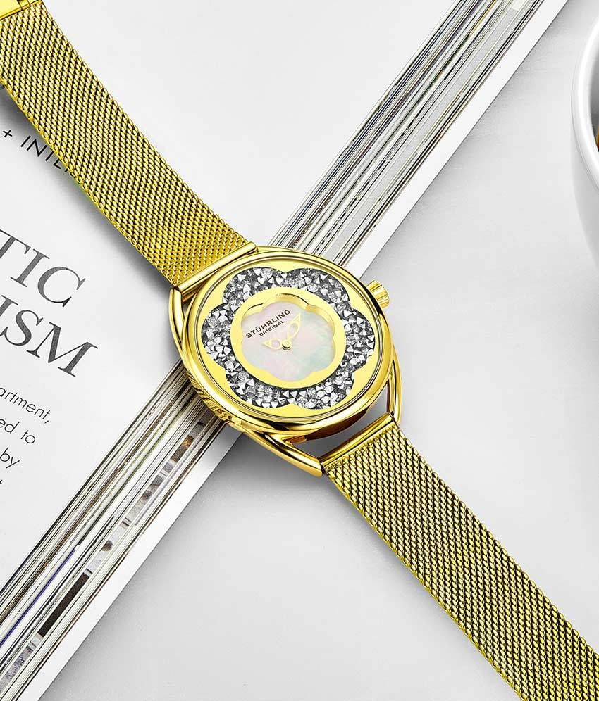White Dial / Gold Case / Gold Stainless Steel Bracelet Gold Layered Foldover Buckle