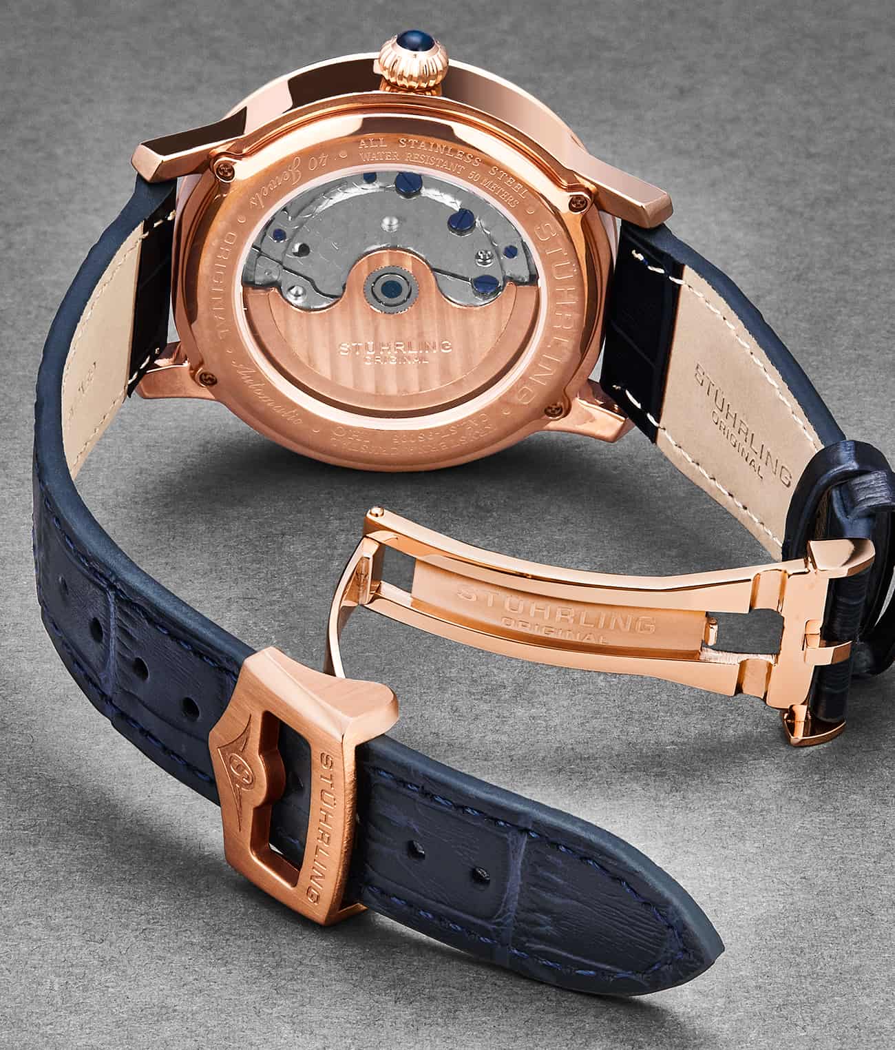 22mm Leather Strap with Stainless Steel Deployant Buckle